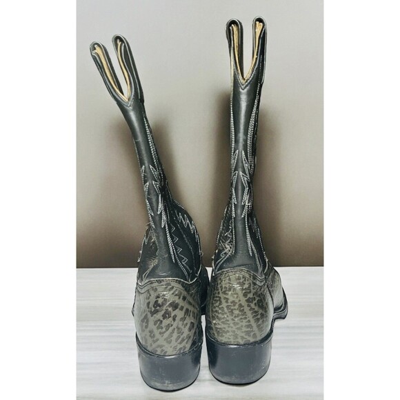 Vtg Heritage West HH Cowboy Boots Mens Black Leather  Sz 7 1/2 EE West. Stitched - Picture 4 of 8